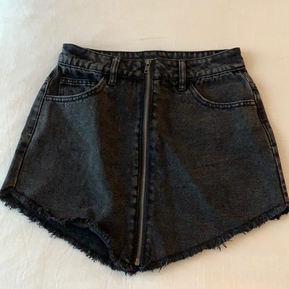 Black denim skirt